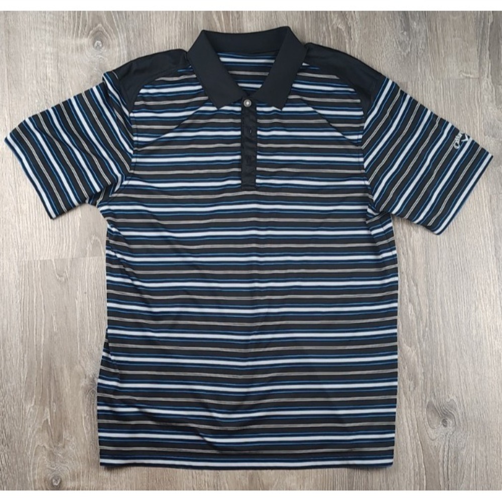 Callaway Golf Polo Shirt‎ Mens XL Striped Opti Dri Short Sleeve Athleisure